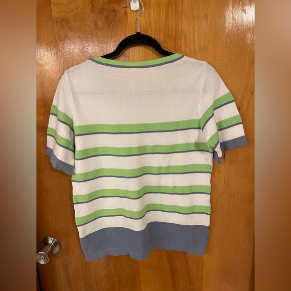 Skovhuus Organic Cotton Striped Short-Sleeve Sweater Top - Picture 3 of 6